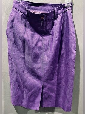Womens Vintage Lord&Taylor Linen Satin Lined Pencil Skirt Size 8